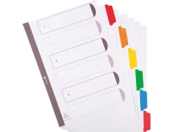 Intercalaire exacompta carte blanche 160g 6 positions a4 onglets couleur renforcés