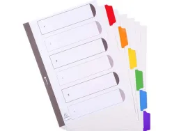 Intercalaire exacompta carte blanche 160g 6 positions a4 onglets couleur renforcés
