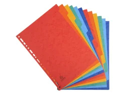 Intercalaire exacompta carte lustree 225gr a4 12 positions coloris assortis