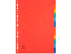 Intercalaire exacompta carte lustree 225gr a4 12 positions coloris assortis