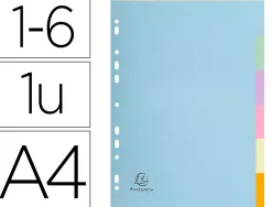 Intercalaire exacompta forever carte recyclée 170g 6 touches a4 teintes pastel