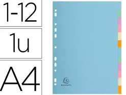 Intercalaire exacompta forever carte recyclée 170g 12 touches a4 teintes pastel