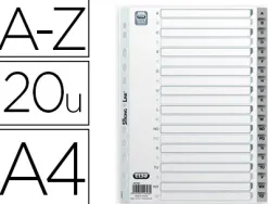 Intercalaire oxford polypropylène souple gris 20 positions a4 210x297mm désignation alphabétique onglets bicolores