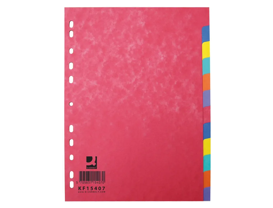 Intercalaire q-connect carte lustrée 225g 12 positions a4 210x297mm