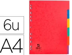 Intercalaire q-connect carte lustrée 225g 6 positions a4 210x297mm