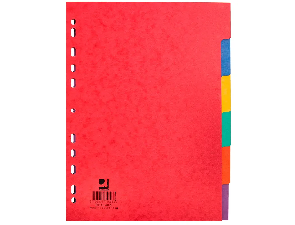 Intercalaire q-connect carte lustrée 225g 6 positions a4 210x297mm