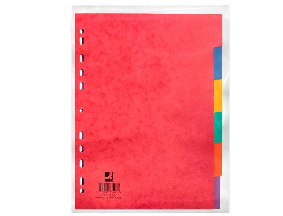 Intercalaire q-connect carte lustrée 225g 6 positions a4 210x297mm