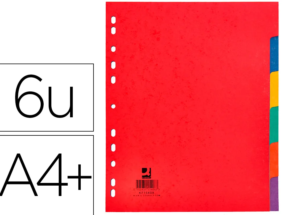 Intercalaire q-connect carte lustrée 225g 6 positions a4+ 212x310mm