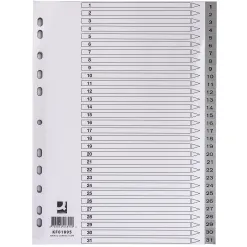 Intercalaire q-connect numerique 1-31 plastique 31 positions a4 indice multiperfore