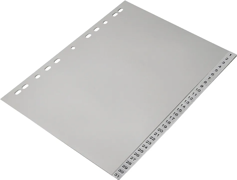 Intercalaire q-connect numerique 1-31 plastique 31 positions a4 indice multiperfore