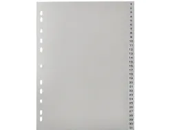 Intercalaire q-connect numerique 1-31 plastique 31 positions a4 indice multiperfore