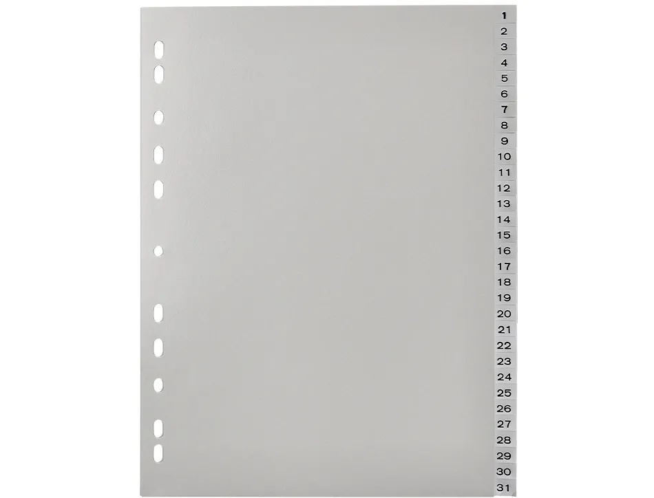 Intercalaire q-connect numerique 1-31 plastique 31 positions a4 indice multiperfore