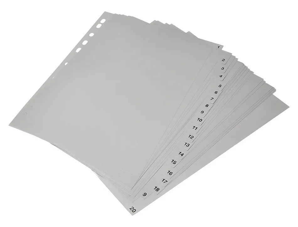Intercalaire q-connect numerique 1-20 plastique 20 positions a4 indice multiperfore