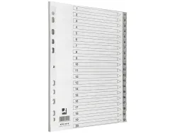 Intercalaire q-connect numerique 1-20 plastique 20 positions a4 indice multiperfore