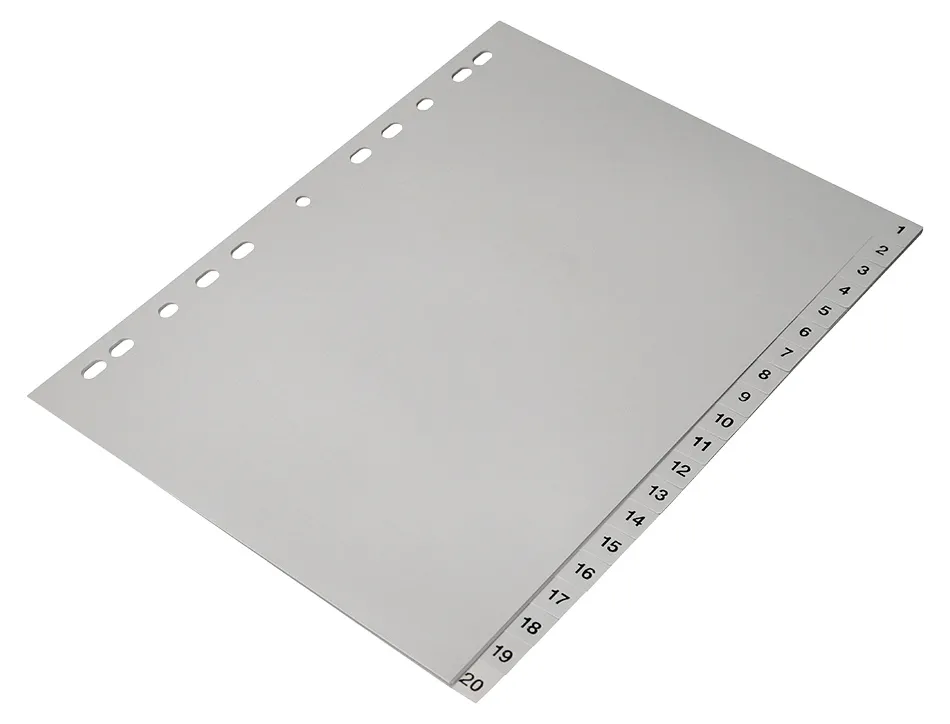 Intercalaire q-connect numerique 1-20 plastique 20 positions a4 indice multiperfore