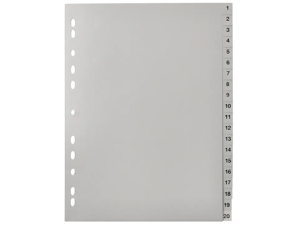 Intercalaire q-connect numerique 1-20 plastique 20 positions a4 indice multiperfore