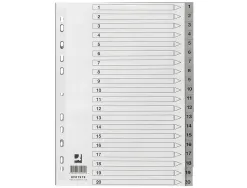 Intercalaire q-connect numerique 1-20 plastique 20 positions a4 indice multiperfore