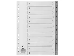 Intercalaire q-connect numerique 1-12 plastique 12 positions a4 indice multiperfore