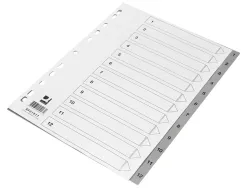 Intercalaire q-connect numerique 1-12 plastique 12 positions a4 indice multiperfore
