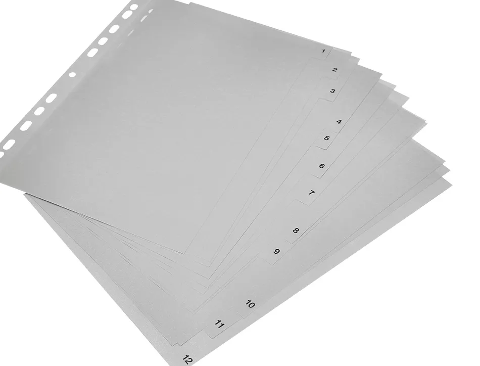 Intercalaire q-connect numerique 1-12 plastique 12 positions a4 indice multiperfore