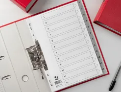 Intercalaire q-connect numerique 1-12 plastique 12 positions a4 indice multiperfore