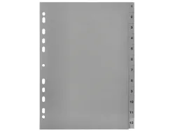 Intercalaire q-connect numerique 1-12 plastique 12 positions a4 indice multiperfore
