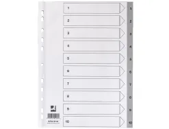 Intercalaire q-connect numerique 1-10 plastique 10 positions a4 indice multiperfore