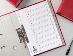 Intercalaire q-connect numerique 1-10 plastique 10 positions a4 indice multiperfore