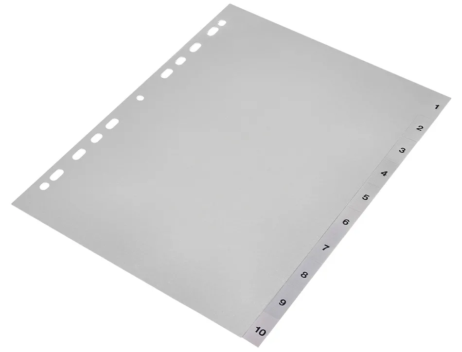 Intercalaire q-connect numerique 1-10 plastique 10 positions a4 indice multiperfore