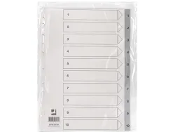 Intercalaire q-connect numerique 1-10 plastique 10 positions a4 indice multiperfore