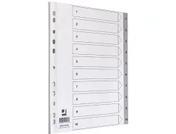 Intercalaire q-connect numerique 1-10 plastique 10 positions a4 indice multiperfore