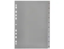 Intercalaire q-connect numerique 1-10 plastique 10 positions a4 indice multiperfore