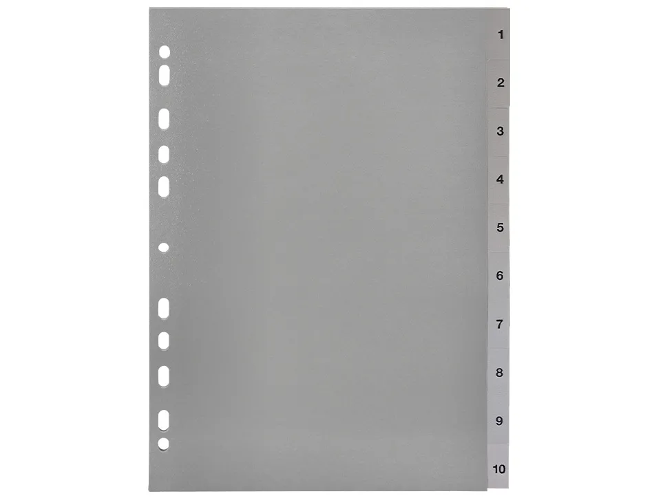 Intercalaire q-connect numerique 1-10 plastique 10 positions a4 indice multiperfore
