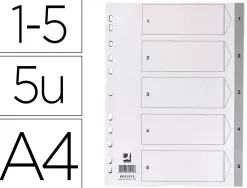 Intercalaire q-connect numerique 1-5 plastique 5 positions a4 indice multiperfore
