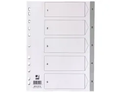 Intercalaire q-connect numerique 1-5 plastique 5 positions a4 indice multiperfore