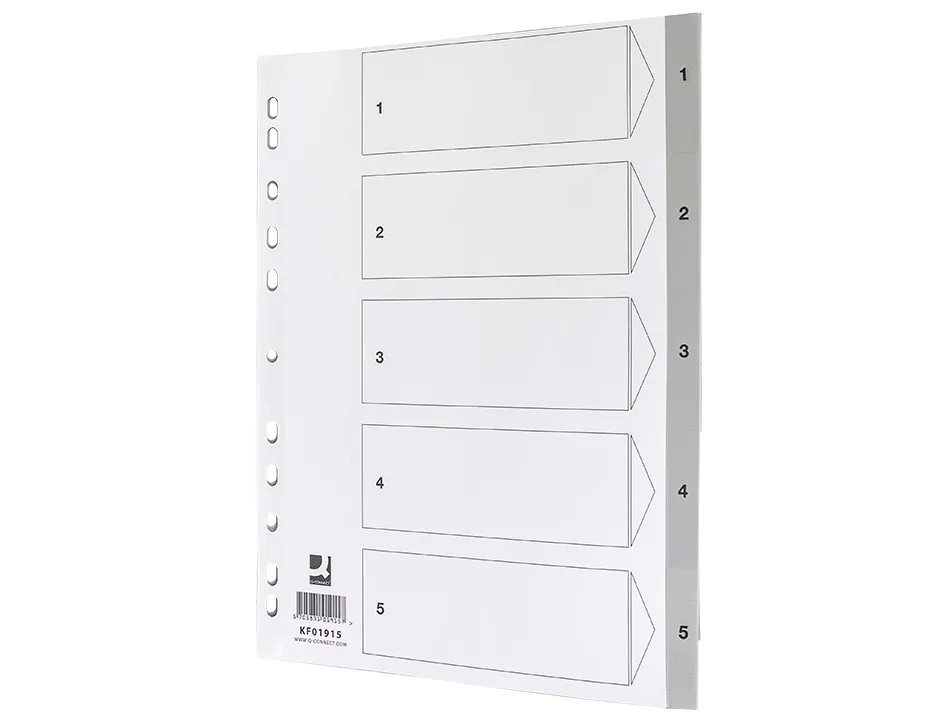 Intercalaire q-connect numerique 1-5 plastique 5 positions a4 indice multiperfore