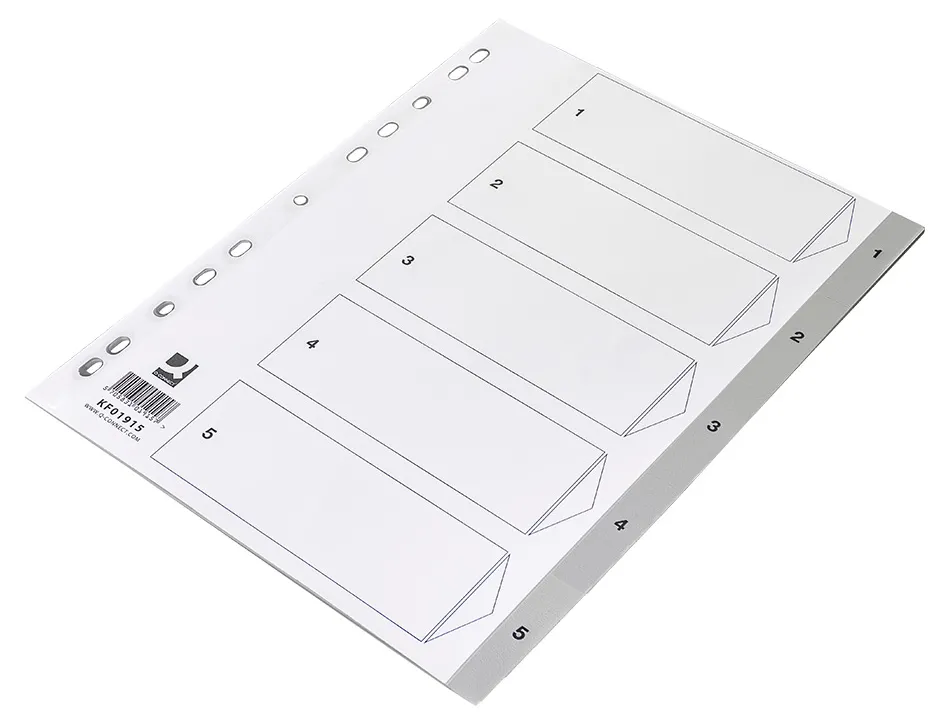 Intercalaire q-connect numerique 1-5 plastique 5 positions a4 indice multiperfore