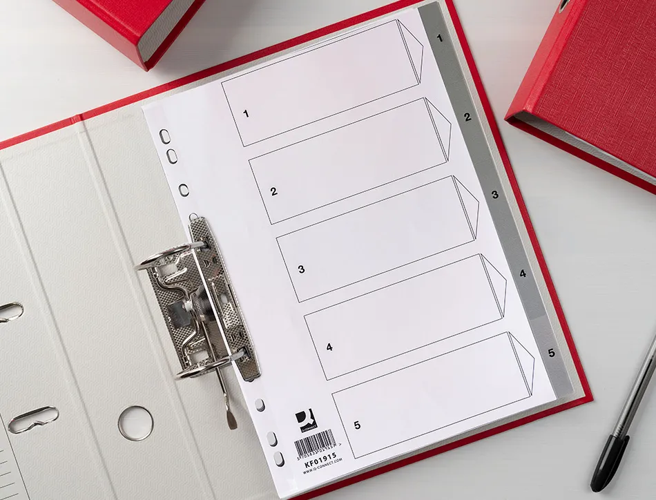 Intercalaire q-connect numerique 1-5 plastique 5 positions a4 indice multiperfore