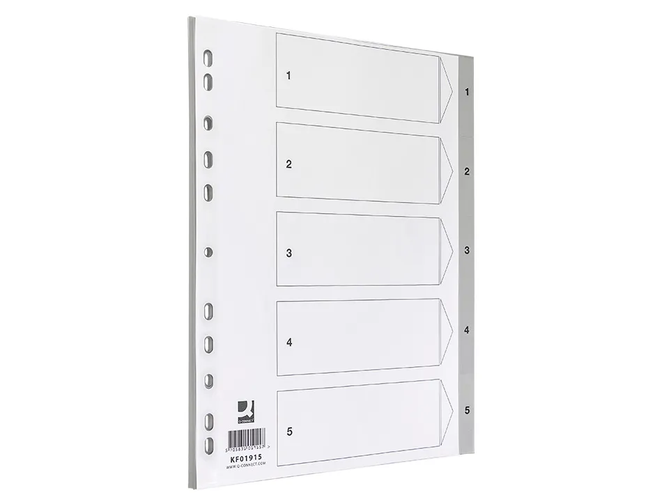Intercalaire q-connect numerique 1-5 plastique 5 positions a4 indice multiperfore