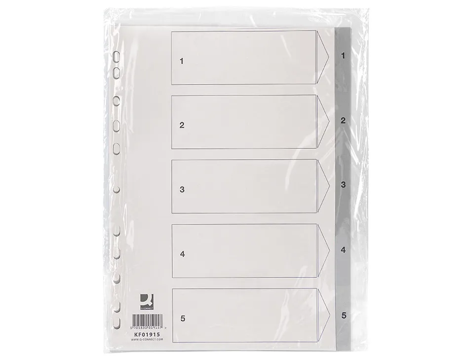Intercalaire q-connect numerique 1-5 plastique 5 positions a4 indice multiperfore