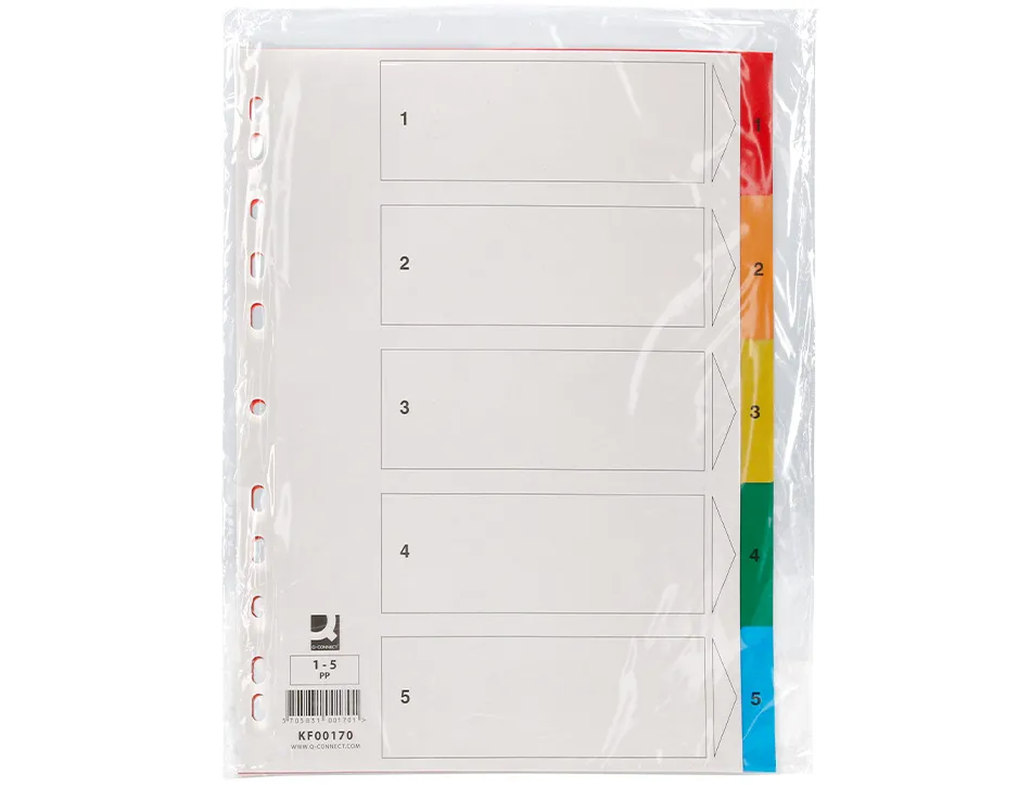 Intercalaire q-connect plastique 5 positions a4 indice multiperfore