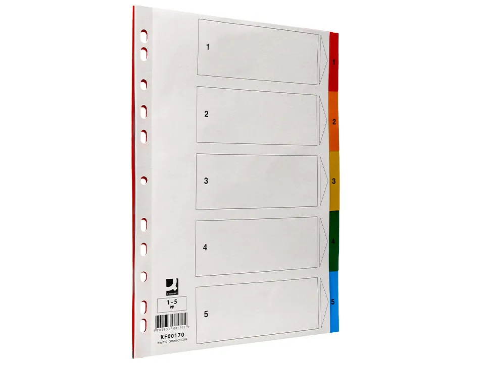 Intercalaire q-connect plastique 5 positions a4 indice multiperfore