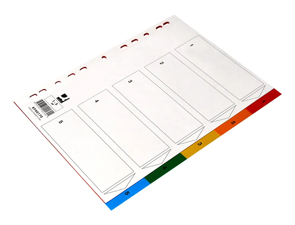 Intercalaire q-connect plastique 5 positions a4 indice multiperfore
