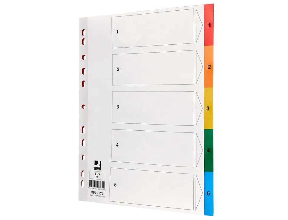 Intercalaire q-connect plastique 5 positions a4 indice multiperfore