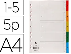 Intercalaire q-connect plastique 5 positions a4 indice multiperfore