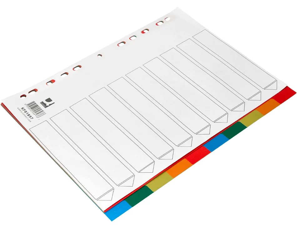 Intercalaire q-connect plastique 10 positions a4 indice multiperfore