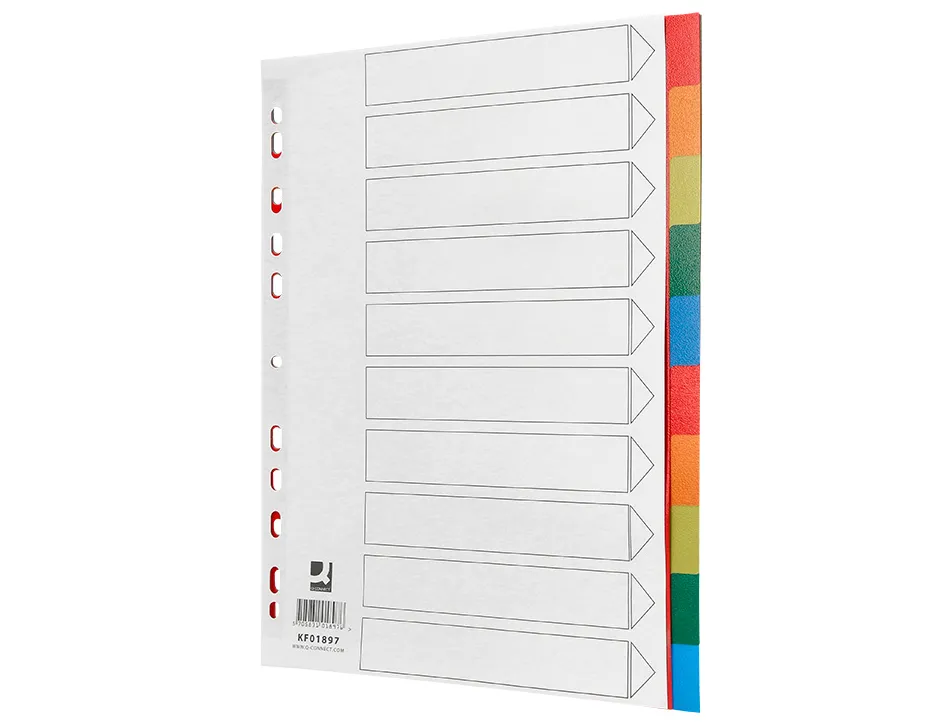 Intercalaire q-connect plastique 10 positions a4 indice multiperfore