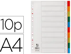Intercalaire q-connect plastique 10 positions a4 indice multiperfore