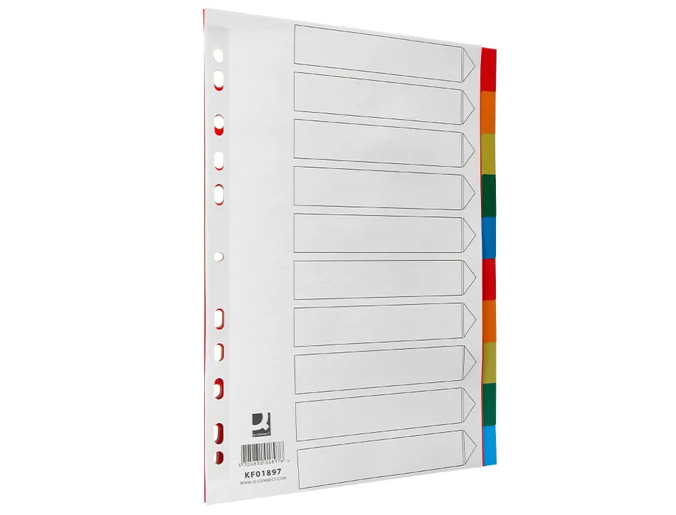 Intercalaire q-connect plastique 10 positions a4 indice multiperfore