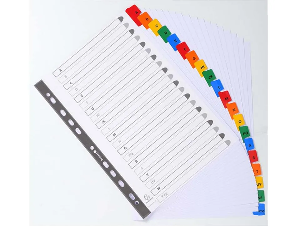 Intercalaires alphabétiques exacompta 20 positions carte 170 g format a4 onglet mylar